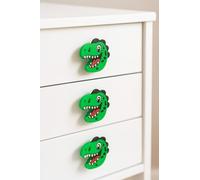 (3-Pack) Roarsome Dinosaur Face Door Knobs - Fun Kids’ Drawer & Cupboard Pull Handles - 5.3 x 5.5 cm - Perfect for Dinosaur-Themed Bedrooms, Nurseries & Playrooms