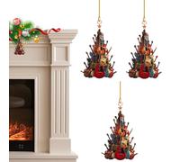 3 Pack Rockin' Around The Guitar Christmas Tree Ornament, 2D Wood Rock Gui-tar Christmas Tree Orna-ment, G-uitar Ornament For Guitar Player, Music Enthusiasts