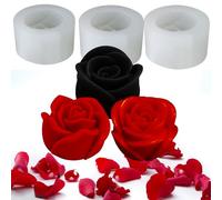3 Pack Rose Candle Silicone Molds,3D Rose Flower Soap Mold Set for Cake Decorating,Valentines Day Gifts Soap Molds for Making Handmade Chocolate Candy Polymer Clay Gum Paste Set