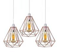 3 Pack Rose Gold Cage Metal Basket Ceiling Light Shade, Easy to fit Ceiling Fitting Light & Industrial Style Ring Light for Indoor and Metal Basket Pendant Light Shade with lamp Shade Reducer Ring
