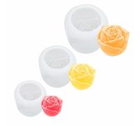 3 Pack Rose Silicone Pattern, Mini Flowers Fondant Shape for Sugar Craft Jelly Chocolate Cake Decoration, 3D Candle Soap Silicone Model Suitable for Handmade Craft Accessories (White)