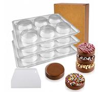 3 Pack Round Chocolate Coating Molds, Food Grade PET Plastic Reusable Baking Kit with Dough Scraper & Sturdy Paper Box for DIY Chocolate & Party Sweets