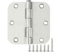 3 Pack Rounded Door Hinges Brushed Nickel 3.5 Inch 5/8" Radius Hardware Satin 3 ½" Heavy Duty Flat Iron Silver Hinge for Doors Kit Interior 3 1/2" Bedroom Kitchen Living Storage Study Room Hallway