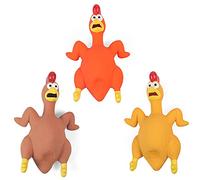 3-Pack Rubber Chicken Dog Toys with Squeakers - Loud Screaming Latex Toys for Small, Medium & Large Breeds - Ideal for Boredom - Busting and Interactive Fetch Play