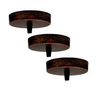 3 Pack Rustic Red Metal Ceiling Rose 120mm Round Antique Ceiling Canopy Durable Pendant Light Cover for Pendant Light Fitting Single Outlet Ceiling Plate Accessories for Modern UK Home Lighting