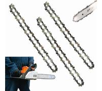 3 Pack S40 10 inch Chainsaw Chain 3/8"LP Pitch, 050" Gauge, 40 Drive Links Suits for Remington,Poulan,Greenwork,Craftsman,Sunjoe,etc