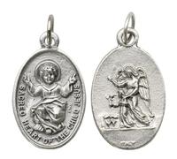 3 Pack Sacred Heart of The Child Jesus & Guardian Angel Medal Pendant | Religious Oval Devotional Charm, Catholic Holy Medal, Made in Italy, for Necklace Rosary DIY Jewelry Making