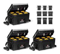 3 Pack SAFE TECH Heavy Duty Fireproof Lipo Battery Bag 35 × 21 × 18 cm, Large Battery Storage Case with Adjustable Dividers for DeWalt, Makita LXT & Lithium-Ion Batteries, Power Tool Battery Box
