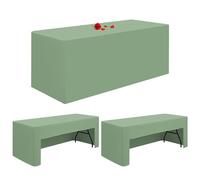 3 Pack Sage Green Table Cloth Open Back Fitted Tablecloth for 6ft Folding Table Washable 6ft Table Cloth Polyester Fabric Table Cover Rectangle for Wedding Party Trade Craft Show Display Events