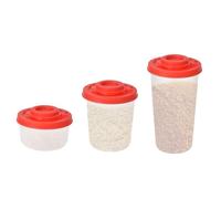 3 Pack Salt and Pepper Shakers Set, Salt and Pepper Shakers in a Range of Sizes,Clear with Covers Plastic Airtight Dispenser for Home, Camping, Picnics,Kitchen,Travel (Red)