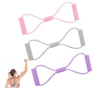 3 Pack Saludea Resistance Band with Handles,Arm Figure 8 Resistance Band,Chest Expander,Yoga Gym Fitness Pulling Rope 8 Word Elastic for Arm and Shoulder Stretch Strength Training(Pink+Grey+Purple)