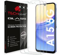 TECHGEAR 3 Pack GLASS for Samsung Galaxy A15 5G / A15 Screen Protector, Glass Edition Screen Protectors Cover [2.5D Round Edge] [9H Hardness] [Crystal Clarity] [Scratch-Resistant] [No-Bubble]