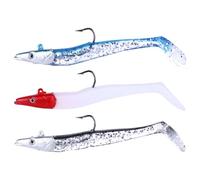 3 Pack Sandeels Weedless Bass Sea Trout Fishing Lures Cod Pollock Saltwater Cod Sand Eel Sandeel Soft Bait Plastic Silicone Lure Realistic Paddle Tail Swim Action Mackerel 3d Eyes Jig Pike 22 Gram