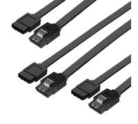 3 Pack SATA Cable III, 6Gbps SATA3 Cables, Locking Latch Satas Data Cable 50cm for HDD SSD CD/DVD Drives, Compatible with SATA I II III, Internal Storage Upgrade for Desktop and Laptop - Black