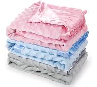 3 Pack Satin Baby Blanket with Silky Satin Backing Double Layer Soft Dotted Silk Baby Blanket 30 x 40 Inch for Newborn, Toddler, Infant Gifts
