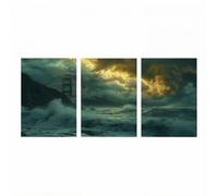 3 Pack Sea Waves Diamond Art Kits Adults, Golden Gate Bridge Diamond Painting Kit, Full Drill Paint by Numbers for Adults 60x90cmx3, Rhinestones Embroidery Cross Stitch Wall Art Room Decor Model-4519