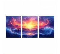 3 Pack Sea Waves Diamond Art Kits Adults Landscape Diamond Painting, Crystal Art Cross Stitch Embroidery Kit 24x36In*3, Paint by Numbers for Adults with Rhinestones, Room Decor Gifts HXZH-0617