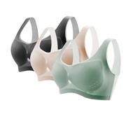 3 Pack Seamless Bras for Women Push Up Non Wired Bra Eyele Breathable Full Coverage Sports Bras Plus Size Sleep Underwear Lingerie Stretch Crop Tops Vest Removable Pads (Hot Pink, XXL)