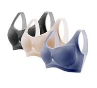 3 Pack Seamless Bras for Women Push Up Non Wired Bra Eyele Breathable Full Coverage Sports Bras Plus Size Sleep Underwear Lingerie Stretch Crop Tops Vest Removable Pads (Dark Purple, XL)