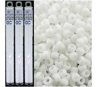 3 Pack - Seed Beads Miyuki Round Size 11/0, 23 Grams Each (Total 69 Grams), Opaque White, Color Number 402