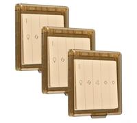 3 Pack Self-Adhesive Switch Cover for UK 86 Type Sockets - Plastic Protective Hard Case Against Dust for Water - Wall Outlet Guard for Home Office Nursery(Brown)