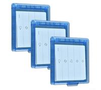 3 Pack Self-Adhesive Switch Cover for UK 86 Type Sockets - Plastic Protective Hard Case Against Dust for Water - Wall Outlet Guard for Home Office Nursery(Blue)