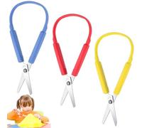 3-Pack Self-Opening Safety Scissors with Mini Loop Handles. Ambidextrous, Adaptive Scissors Featuring Easy-Grip Handles for Schools Gift Christmas Daily DIY Crafts
