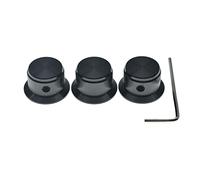 3-Pack Set Screw Style Aluminium Potentiometer Knobs 1/4" Universal Top Hat Knobs Bell Volume Tone Control Knobs for Guitar/Bass/AMPS/Preamps Black