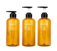 3 Pack Shampoo Bottle Pump Dispenser, 500ml Empty Plastic Soap Dispenser Bottle with Pump for Bathroom, Kitchen or Hotel, Refillable Dispenser for Lotion, Shower Gel and Conditioner Amber-fbm