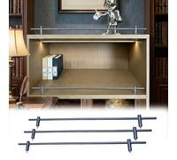 3 Pack Shelf Guard Fence Rods Shelf Edge Barriers, Aluminum Decorative Railing Kit for Bookcases, Display Shelves, Cabinets and Wall Shelves