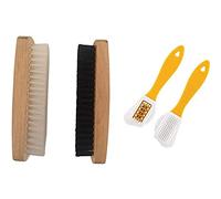 3-Pack Shoe Brush Set - Wooden Handle Brushes for Suede & Nubuck, Double-Sided Applicator & Buffing Brush for Shoe Shine & Polish