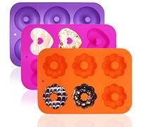 3 Pack Silicone Baking Tray Doughnut Maker Moulds, FineGood Cupcake Tray Silicone Muffin Molds Donut Pan Bagel Making Mould Tray