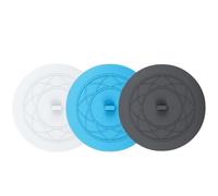 3 Pack Silicone Bathtub Drain Stopper,Tub Stopper,6 inches Bathtub Tub Drain Cover Stopper,Silicone Drain Plug Plug,Kitchen Bathroom Hair Water Shower Stopper, Laundry Accessories (Grey/White/Blue)