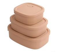 3-Pack Silicone Containers with Tight Seal Lids for Refrigerator to Oven Transitions Suitable for Office School Camping and Travel (3-piece set-Brown)