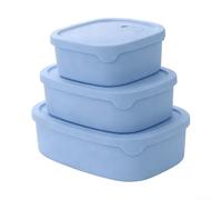 3-Pack Silicone Containers with Tight Seal Lids for Refrigerator to Oven Transitions Suitable for Office School Camping and Travel (3-piece set-Blue)