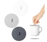 3-Pack Silicone Cup Covers with Spoon Holder - Airtight Reusable Mug Lids Keep Drinks Hot & Dust-Free, Universal Fit for Coffee Glasses & Mugs A5GJBG