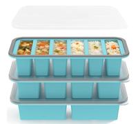 3 Pack Silicone Freezer Tray with Lid,Soup Portion Freezer Container Molds,Large Ice Cube Tray,Soup Portion Freeze Trays for Storing 500/250/150ml Broth,Leftovers & Sauce