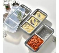 3 PACK Silicone Freezer Tray with Lids, Freezer Containers Set, BAP Free Oven Dishwasher Safe, Ideal for Portioned Meal Prep, Soup, Leftovers, Freezing Sauce, Broth, Ice Cubes (Grey)