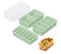 3-Pack Silicone Freezer Trays with Lid,2 Large 2-Cup(500ml)&4 Medium 1-Cup(125ml)&6 Small 1/2-Cup(75ml) Soup Freezer Container Molds,Ice Cube Tray For Meal Prep&Freezing Soup,Stews,Sauces