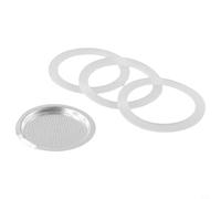 3-Pack Silicone Gasket Seals 1 Aluminum Filter for Moka Pot Espresso Maker - Compatible with 2/3/6/9/12-cup Stovetop Coffee Pots Food-Grade Dishwasher Secure(6 Cup)