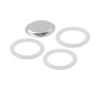 3-Pack Silicone Gasket Seals + 1 Aluminum Filter for Moka Pot Espresso Maker - Compatible with 2, 3, 6, 9 & 12-Cup Stovetop Coffee(2 Cup)