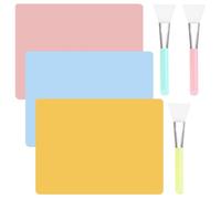 3 Pack Silicone Mats with 3 Brushes, 40x30cm Large Silicone Place-mats, Non Slip Table Mats, Resin Jewelry Casting Molds Mat, Non-Stick Baking Mat Sheet for Countertop Protector