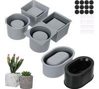 3 Pack Silicone Planter Molds for Concrete Square and Round Shaped Flower Cement Molds for DIY Homemade Succulent Plant Pots
