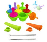 3 Pack Silicone Popsicle Molds with 2 Cleaning Brushes, 7-Hole Silicone Ice Lolly Moulds, Mini Kids Multipurpose Ice Lolly Moulds for DIY Summer Ice Cream