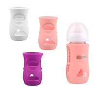 3 Pack Silicone Protective Sleeves for Philips Avent Glass Bottle 240 ml, Anti Breakage Baby Bottle Holder, Dishwasher Safe,BPA Free (White/Pink/Purple)
