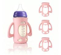 3-Pack Silicone Sleeves for New Lansinoh Glass Bottles 8 oz | BPA-Free Drop-Resistant Baby Bottle Sleeves with Handles, Compatible with Lansinoh Anti-Colic Glass Baby Bottles