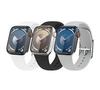 3 Pack Silicone Straps for Apple Watch Straps 44mm 45mm 46mm 49mm 42mm(Series 3/2/1) Women Men,Upgraded Soft Sport for iWatch Strap Series 10 9 8 7 6 5 4 3 2 1 SE Ultra/Ultra 2(Black/White/Light Gray)