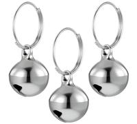 3 Pack Silver Dog Collar Bell, Pet Bells for Dog Cat Metal Puppy Hanging Ring Bells with Ring Stainless Steel Anti-Lost Training Bell, Collar LoudBell for Cat Collars Pet Pendant Accessories 1/2-In