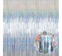 3 Pack Silver Foil Fringe Curtains Backdrop, 1x2m Metallic Streamers Tinsel Curtains Background for Photo Booth, Birthday, Christmas, Halloween, Thanksgiving, New Year Party Decorations (3pcs, 1x2m)