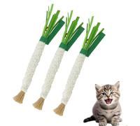 3 Pack Silvervine Leek Cat Toys with Bell - 22cm Natural Felt Chew Sticks, Durable Hemp Rope Interactive Teaser for Kittens’ Teeth Cleaning & Self-Entertaining Play
